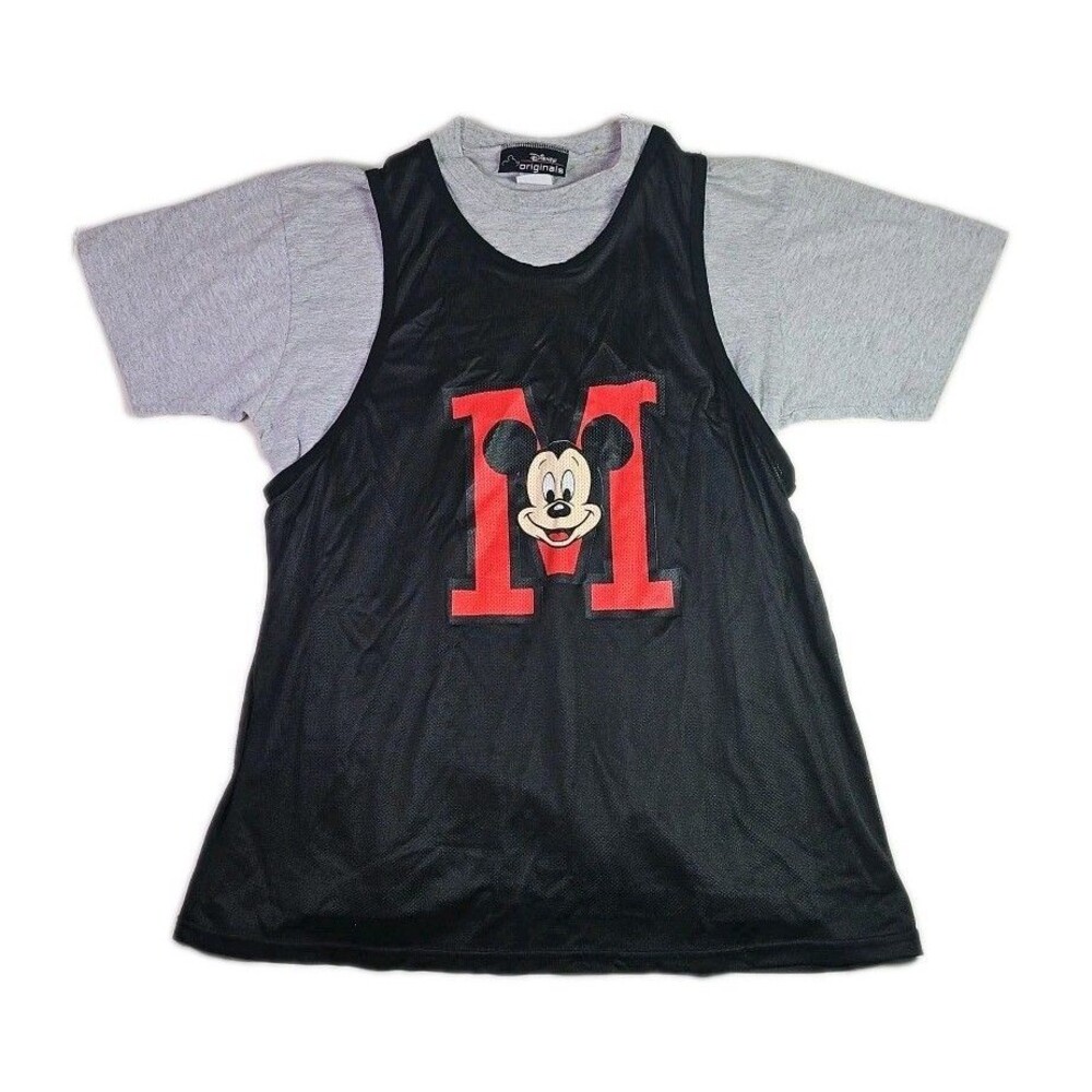 vintage 90's 2-in-1 Disney originals shirt Black/Gray Size Large
